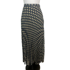 Banana Republic Skirt size 6 Navy Blue Orange Green Floral Sheer Maxi Pleated